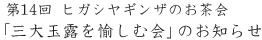 第14回 ヒガシヤギンザのお茶会「三大玉露を愉しむ会」のお知らせ